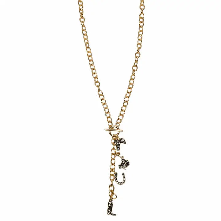 Two-Tone 18k Gold Plated Western Y Necklace