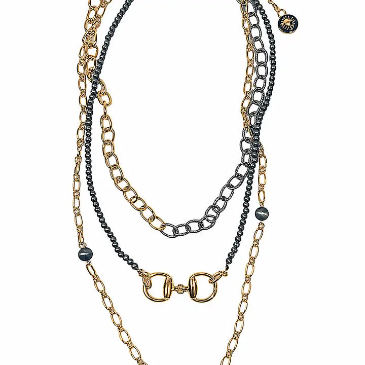 Multi-Layer Necklace w/ Bit Pendant