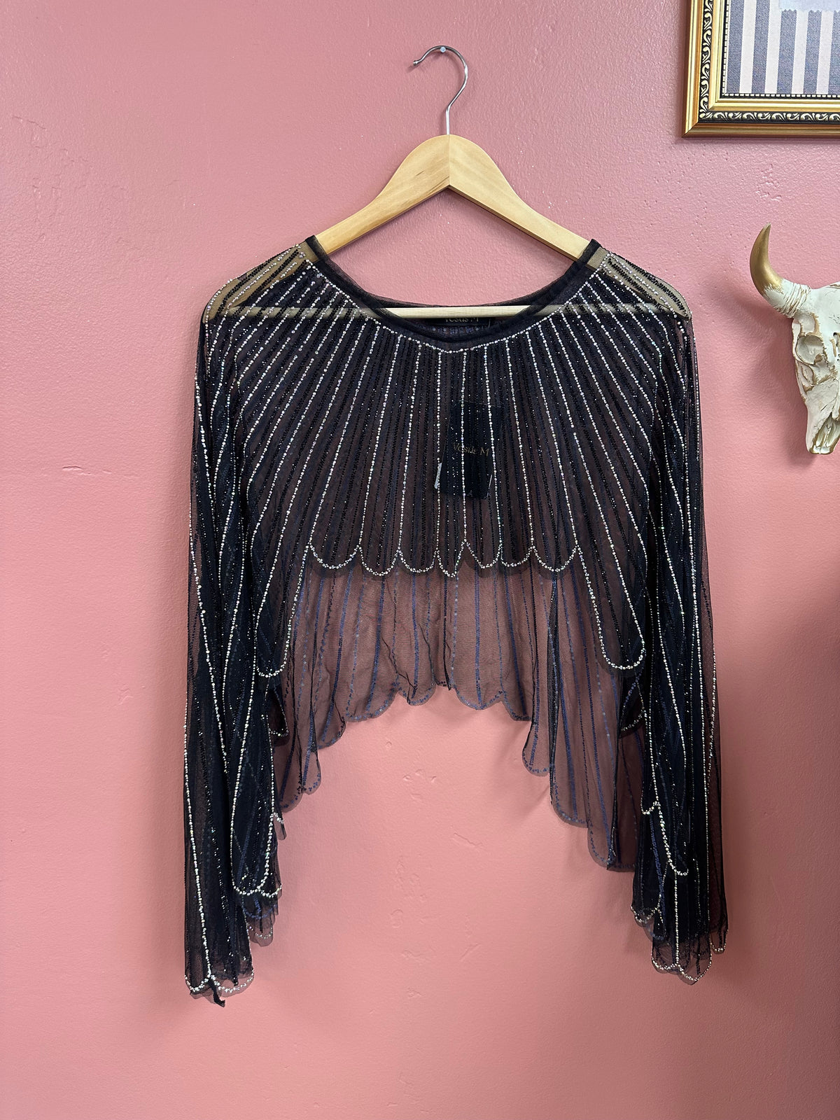 Aria Crystal Beaded Butterfly Cape