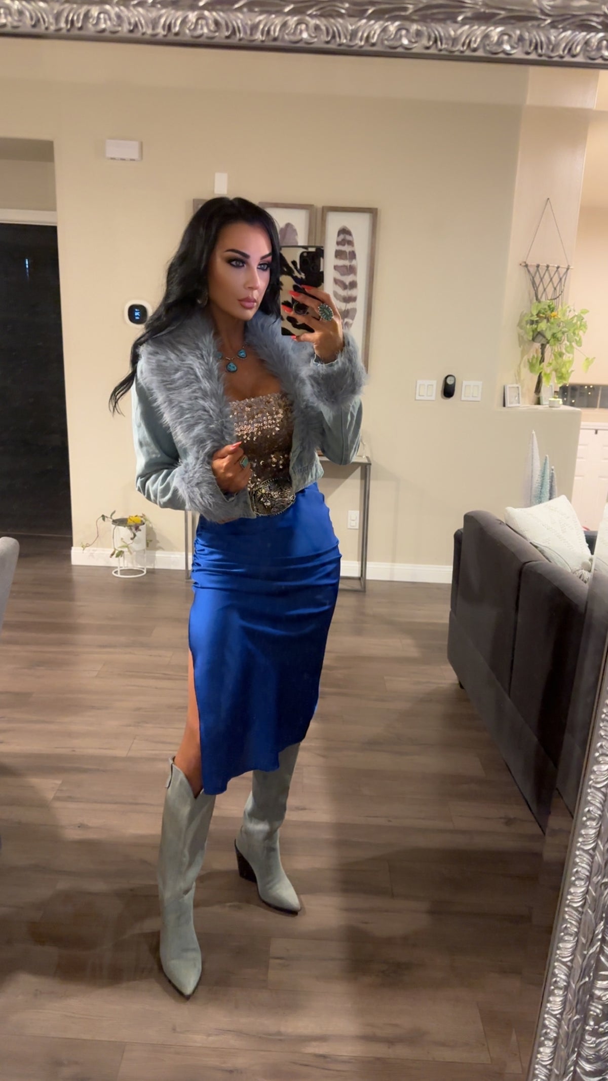 Nova Silky Skirt - Blue