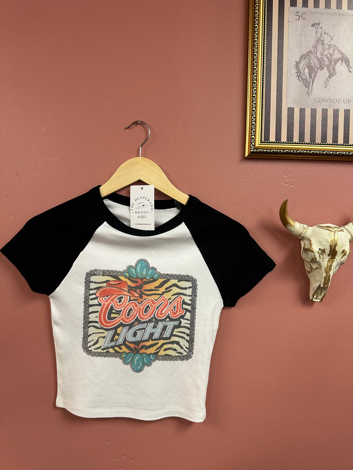 Western Turquoise Tiger Cropped Tee