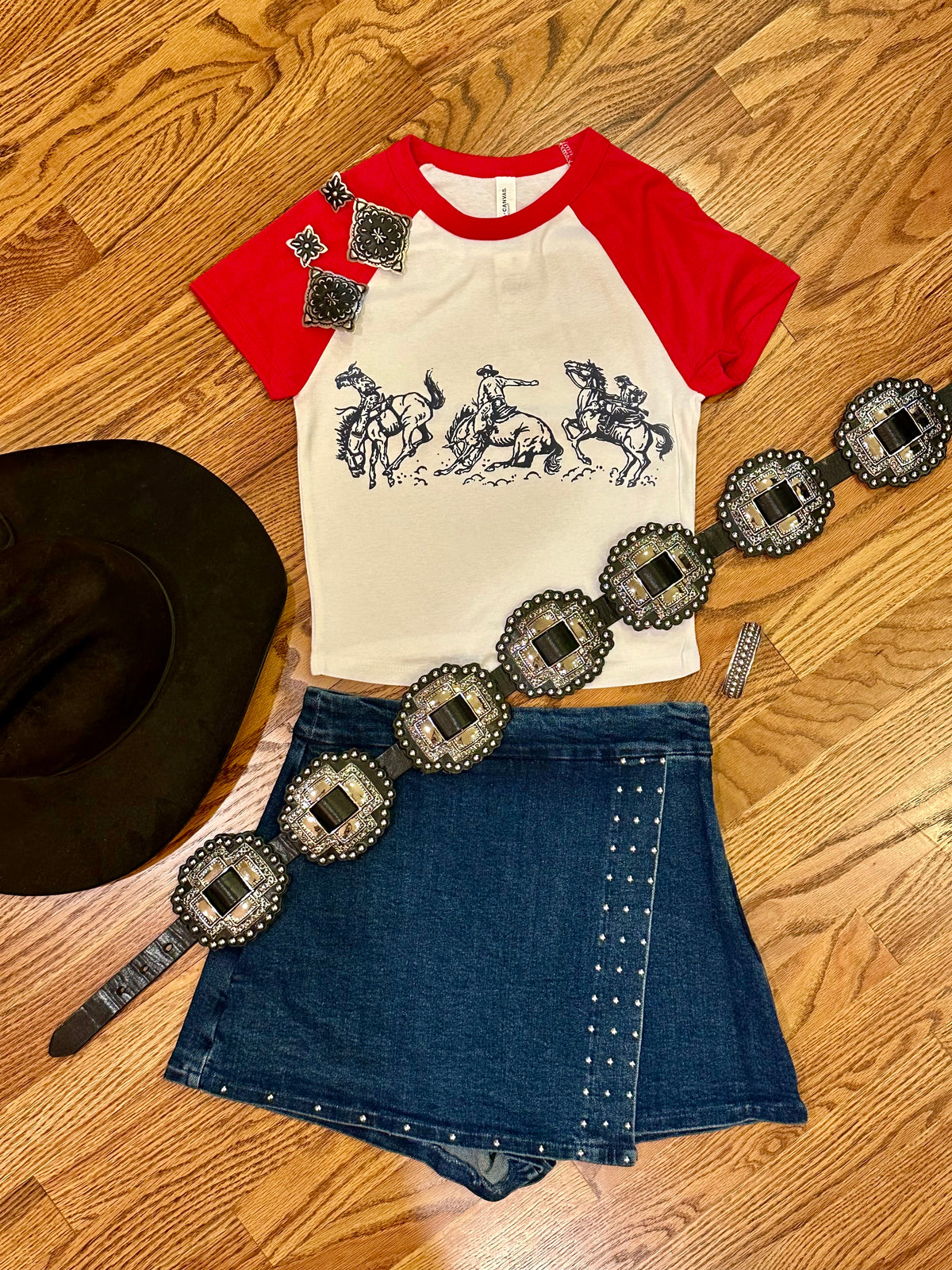 Studded Denim Skort