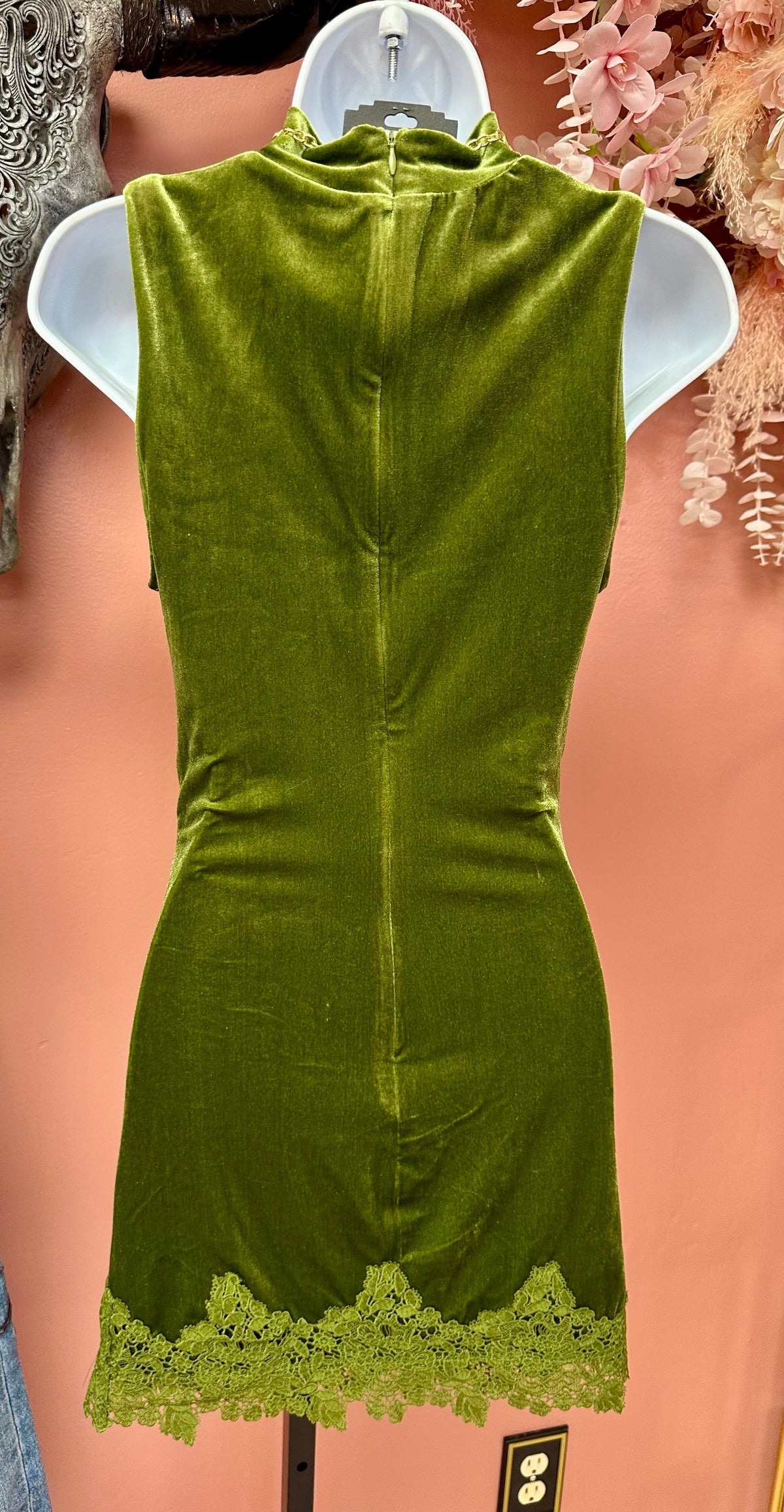 Olive-Tini Velvet Dress