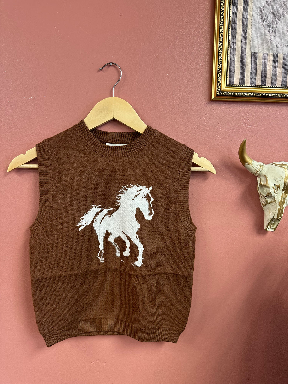 Hattie Horse Graphic Knit Vest