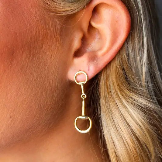 18k Gold Plated Bit Drop Earrings - Yellow Gold