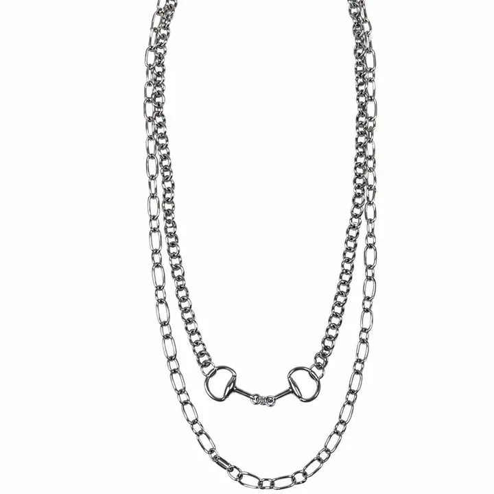 18k Gold Plated Layered Bit Necklace - White Gold