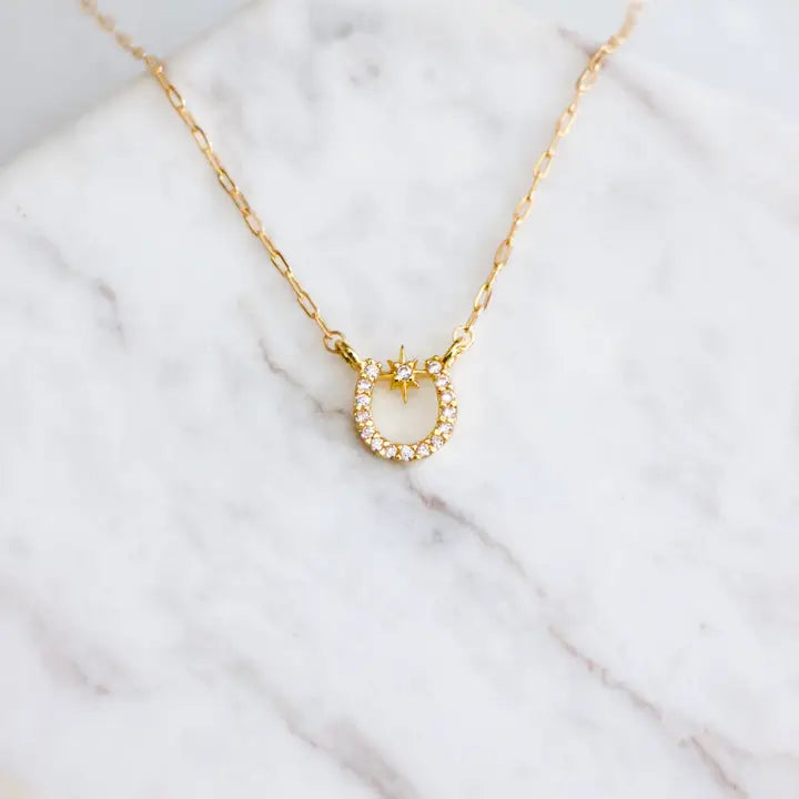 CZ Lucky Horseshoe Necklace