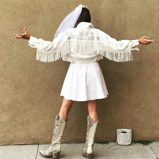 White fringe 2025 denim jacket