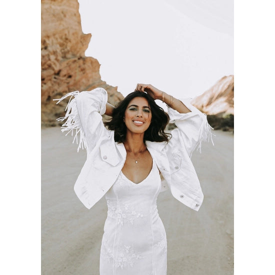 White denim 2025 wedding dress