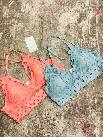 Lace Bralettes - Pink or Baby Blue