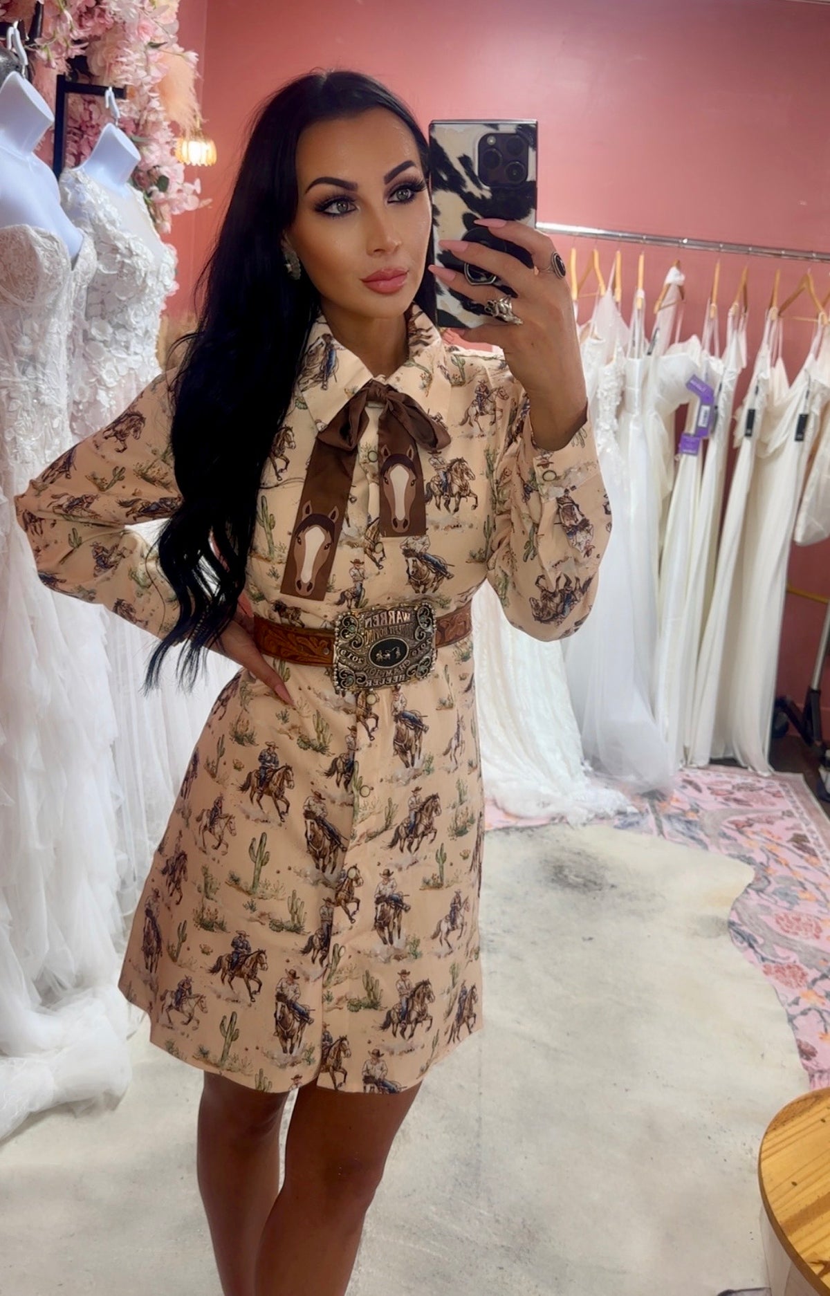Calgary Western Puff Sleeve Dress