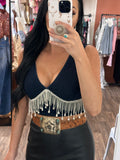 Abilene Rhinestone Fringe Crop Top