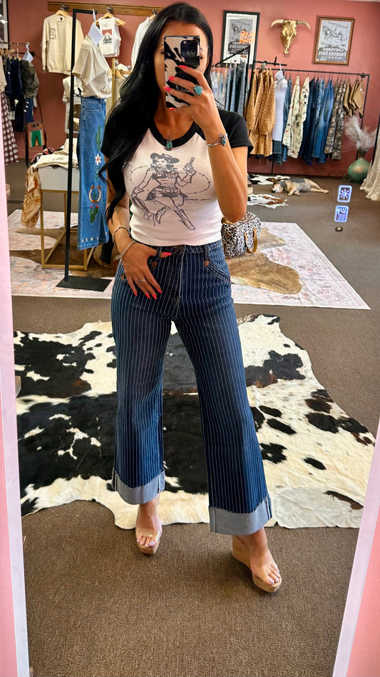 Cowboy Stitch Stripe Denim