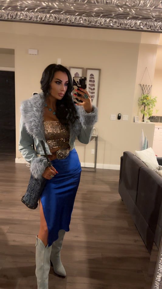 Nova Silky Skirt - Blue