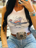 Cowgirl Roadrunner Cropped Tank
