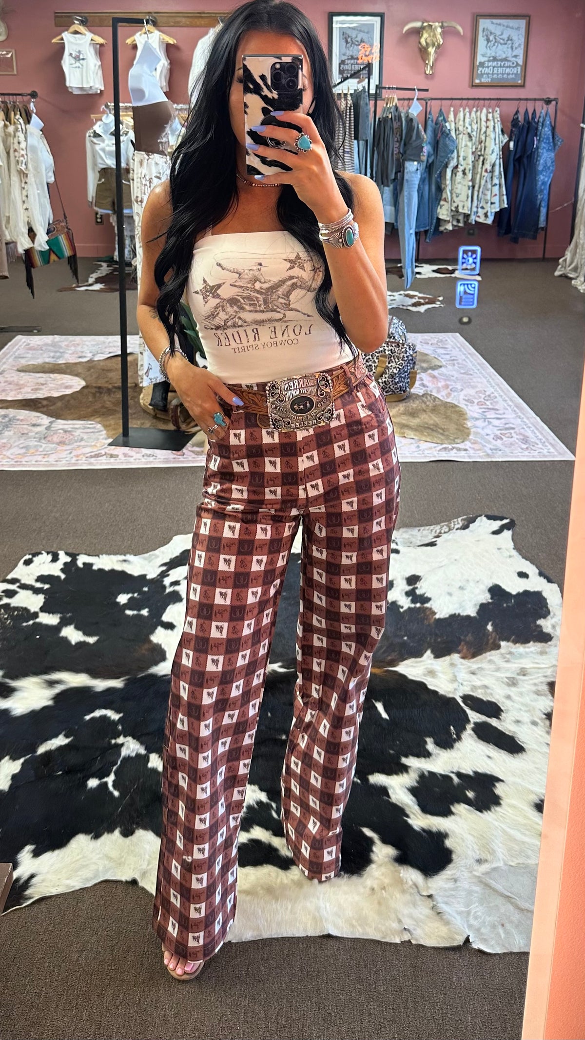 Western Plaid Gingham Dress Pants