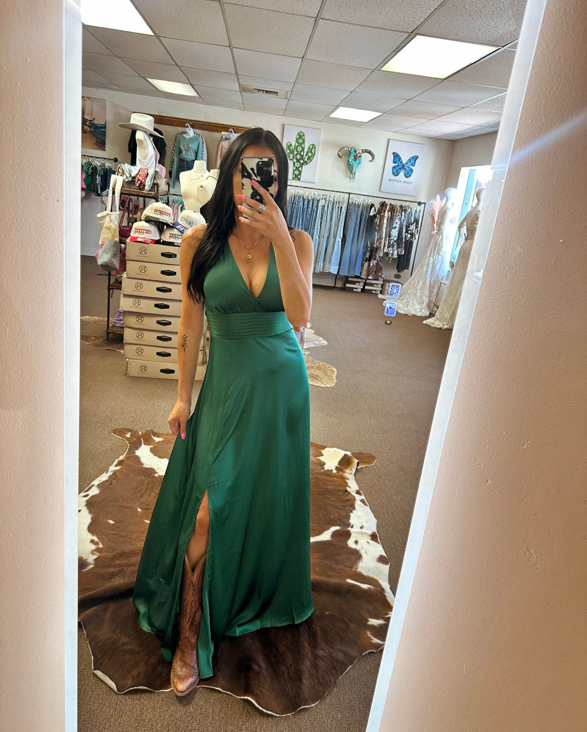 Emerald Dreams Satin Dress