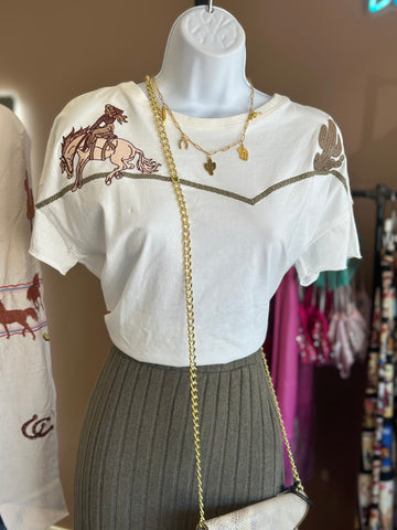 Embroidered Western Yoke Top