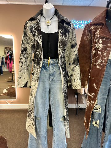 Cowhide Trench Coat - SMALL