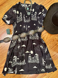 Western Puff Sleeve Smocked Dress