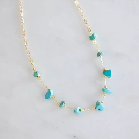 Turquoise Nugget Paperclip Necklace