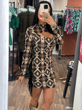 Georgia Aztec Side Fringe Dress