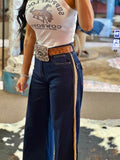 Marley Copper Fringe Wide Leg Denim