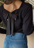 Happy Holidays Bow Sweater - Black