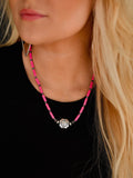 16' Pink Tube Beaded Necklace