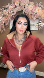 Cowgirl Anna Burgundy Quarter Zip Pullover