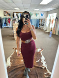 The Jackie Bodycon Midi Dress - Wine