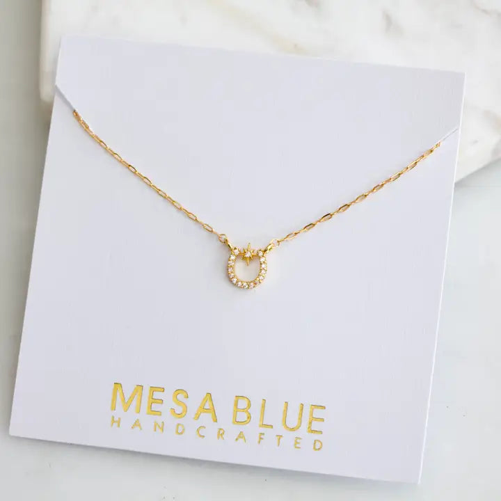 CZ Lucky Horseshoe Necklace