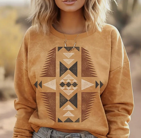 Autumn Aztec Sweatshirt - Mustard