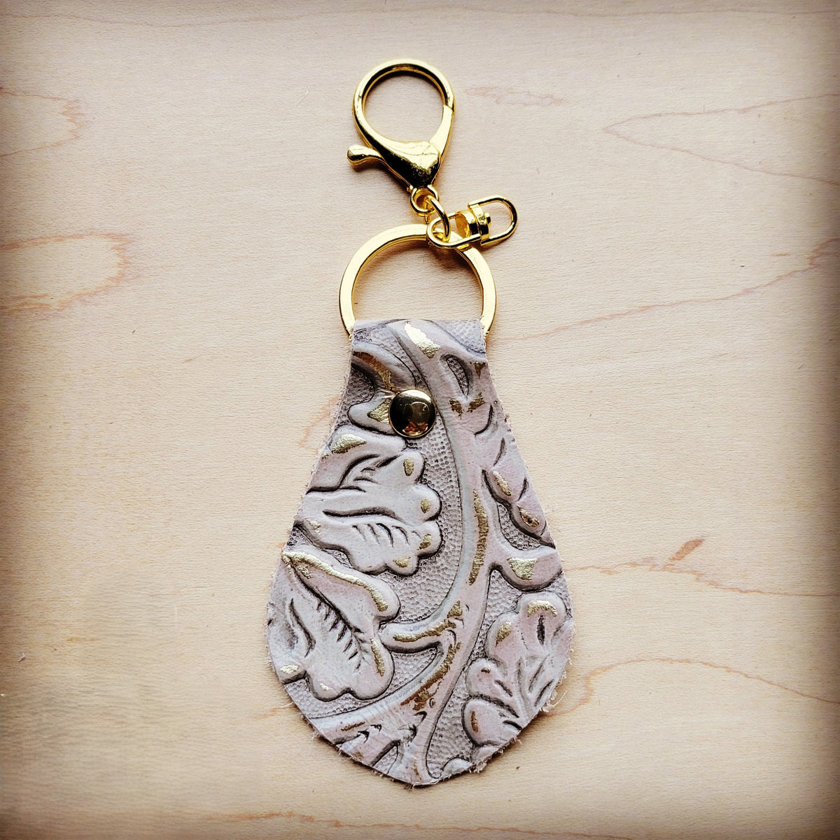 Embossed Leather Key Chain -Gilded Cowboy 702k