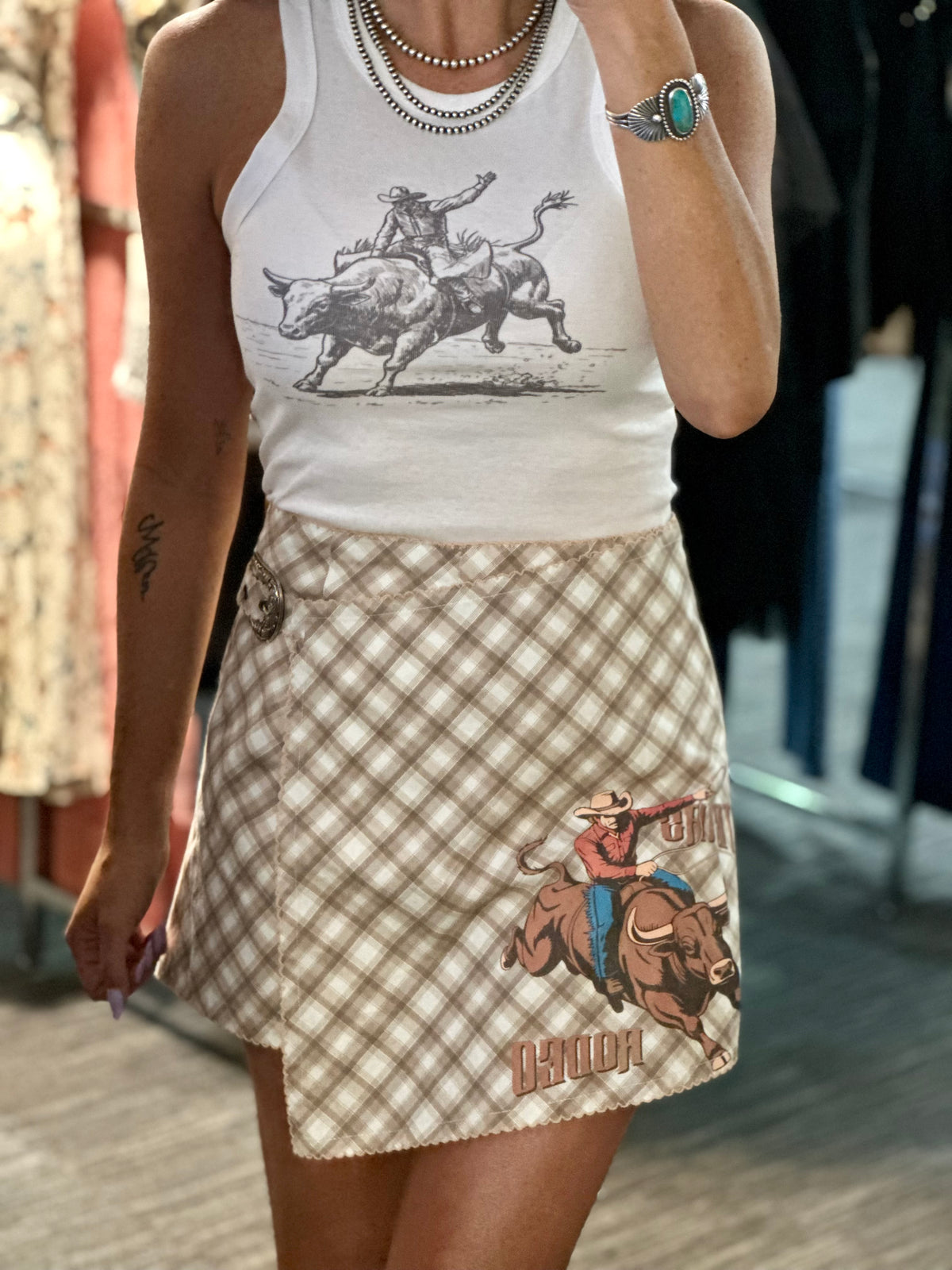 Rodeo Plaid Wrap Skort