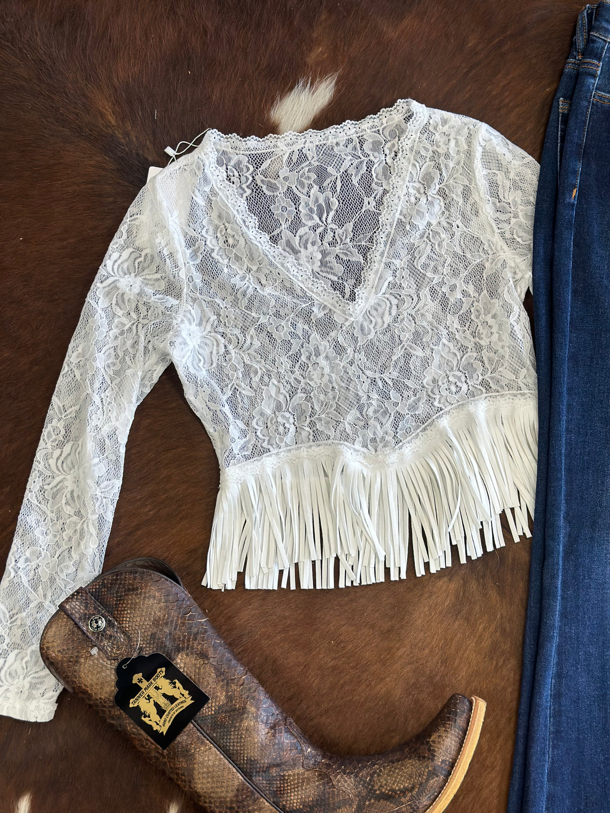 Cowgirl Dottie Lace Fringe Top