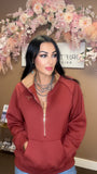 Cowgirl Anna Burgundy Quarter Zip Pullover