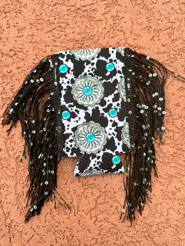 Turquoise Concho Fringe Slim Koozie