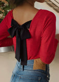 Happy Holidays Bow Sweater - Red