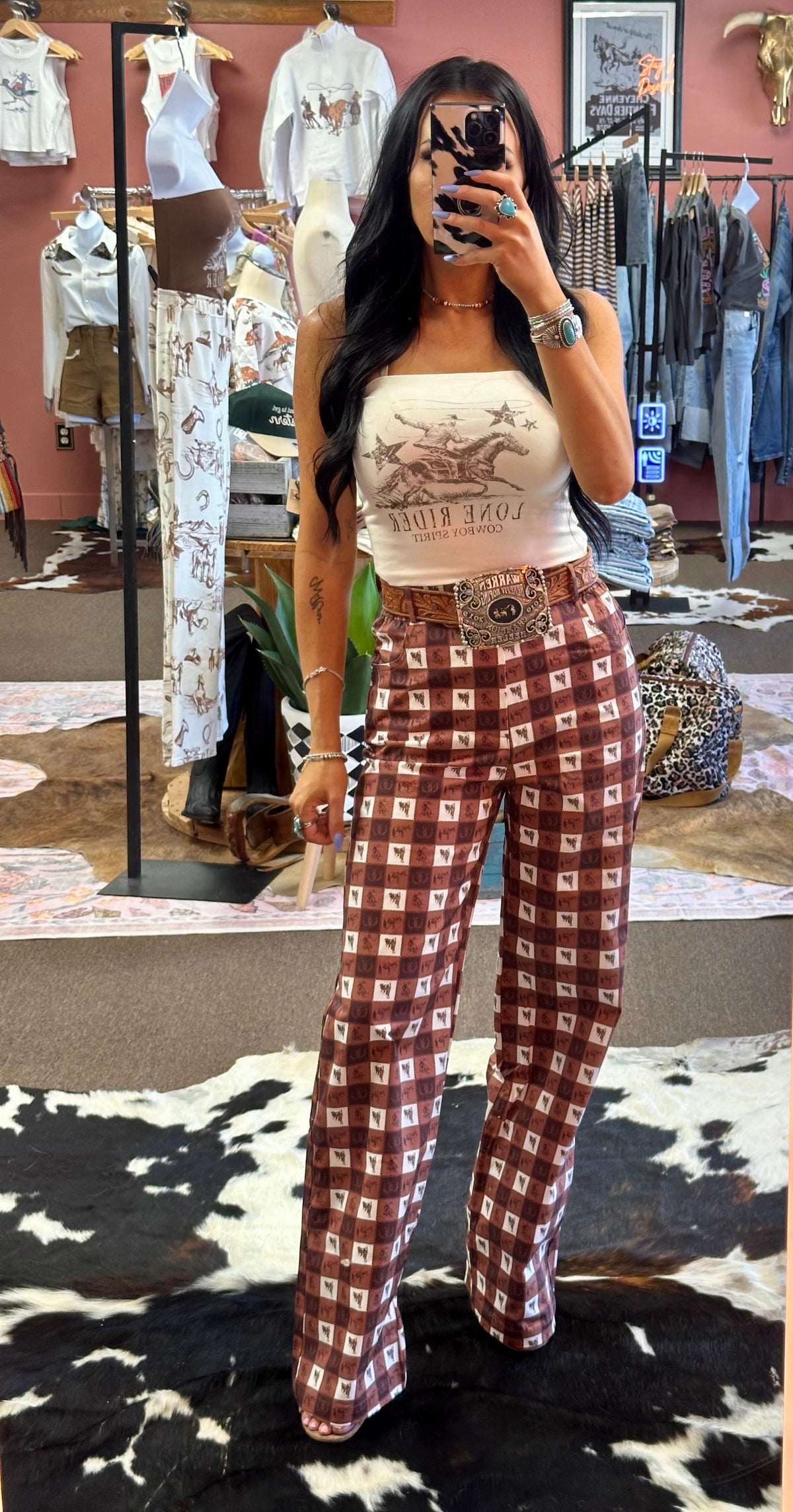 Western Plaid Gingham Dress Pants