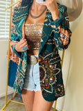 Desert Paisley Print Blazer - Emerald Green