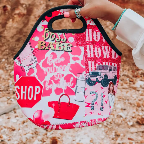 Pink Collage Lunch Tote