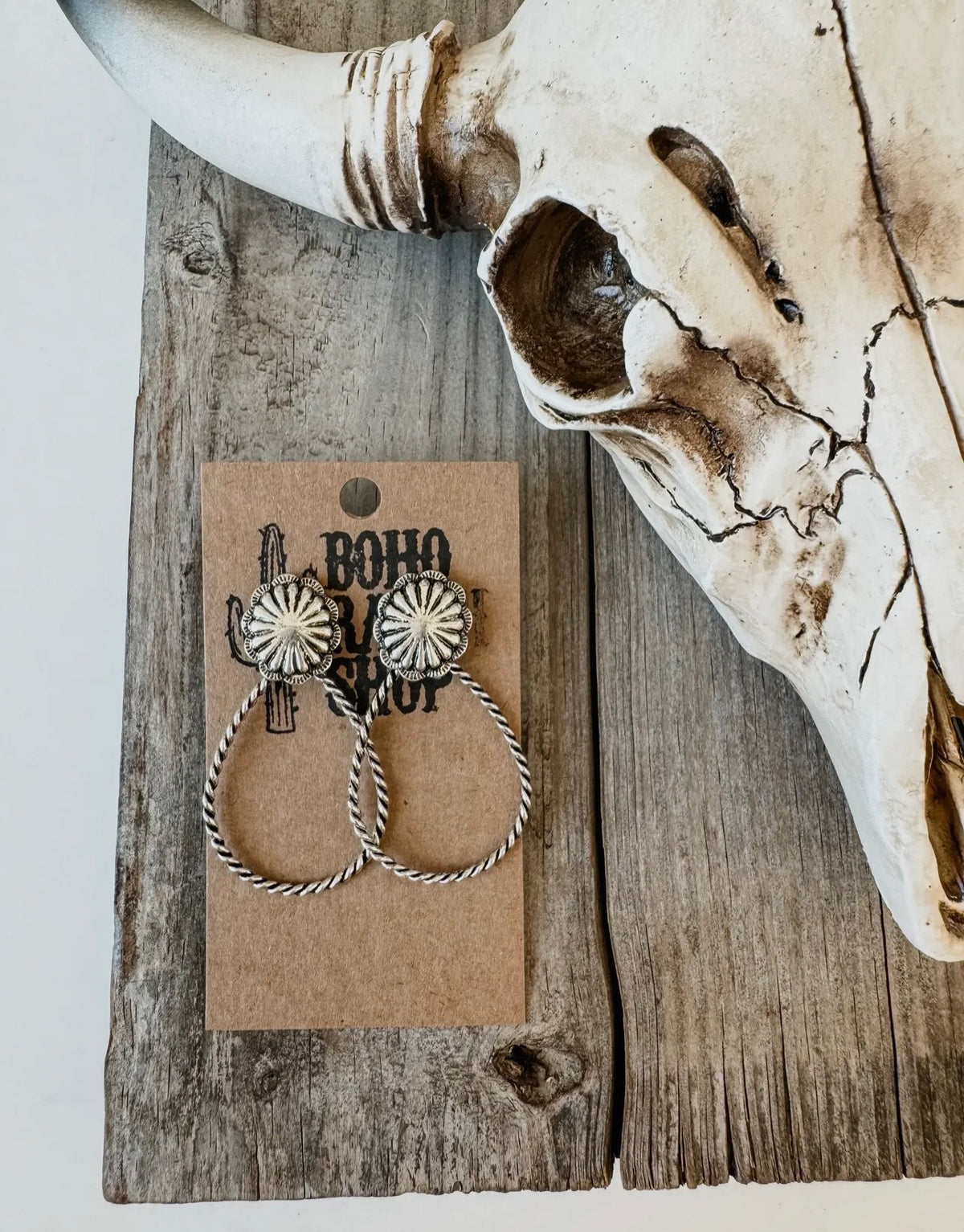 Twisted Texture Hoop Concho Earrings