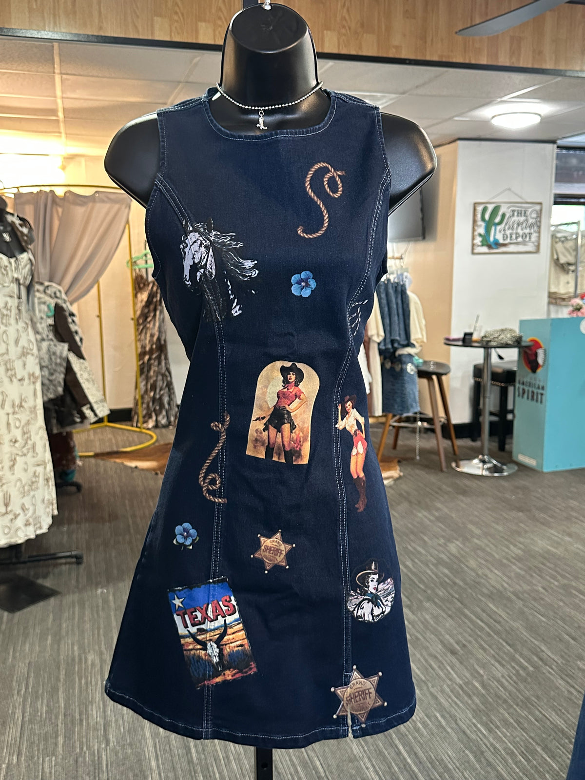 Retro Cowgirl Denim Dress LARGE