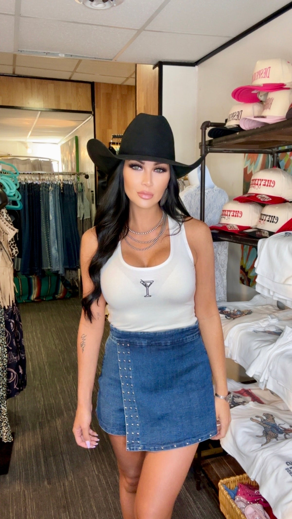 Cowgirl Martini Tank - White