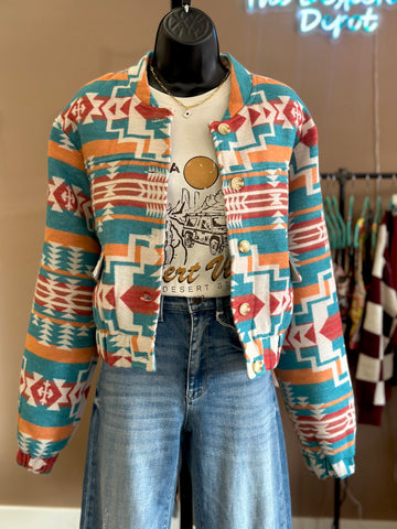 Cowgirl Katie Aztec Bomber Jacket