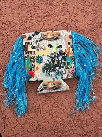 The World Needs More Cowboys Fringe Koozie