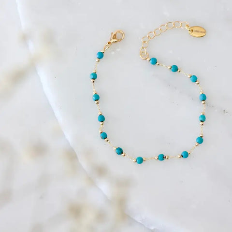 Mesa Blue Turquoise Beaded Bracelet - SILVER