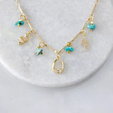 Turquoise CZ Desert Charm Necklace