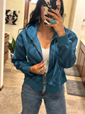 Teal Aztec Zip Up Hoodie